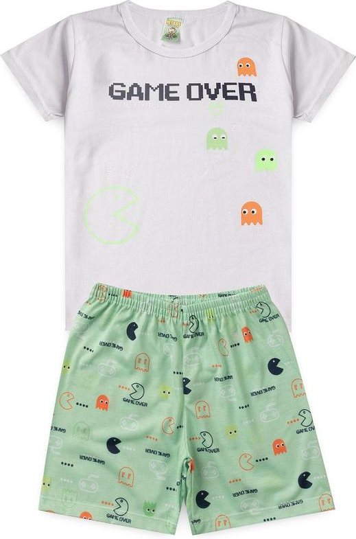 Imagem principal Pijama Masculino Verão Game Over Branco Atelie Da Crianca Atelie Da Crianca