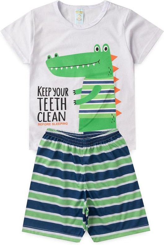 Imagem principal Pijama Masculino Verão Jacaré Branco Atelie Da Crianca Atelie Da Crianca