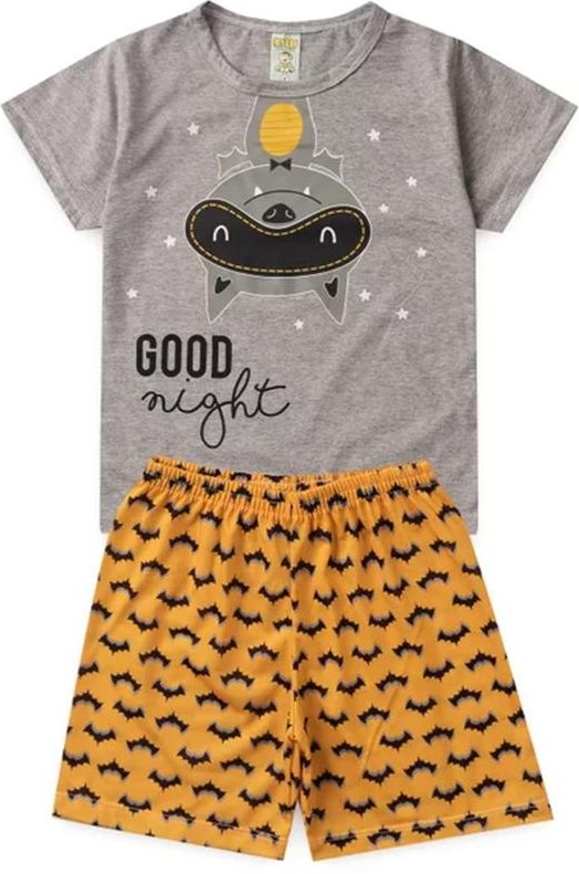 Imagem principal Pijama Masculino Verão Morcego Cinza Atelie Da Crianca Atelie Da Crianca