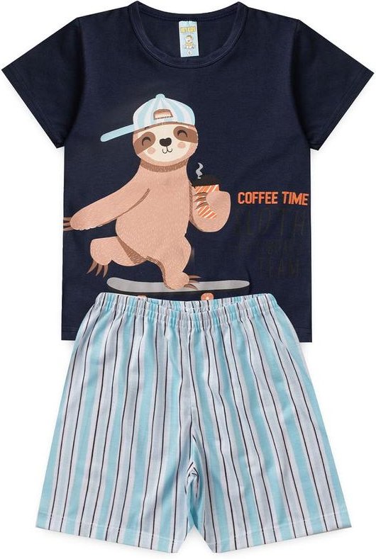 Imagem principal Pijama Masculino Verão Preguiça Skate Azul Atelie Da Crianca Atelie Da Crianca