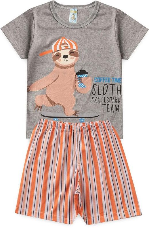 Imagem principal Pijama Masculino Verão Preguiça Skate Cinza Atelie Da Crianca Atelie Da Crianca