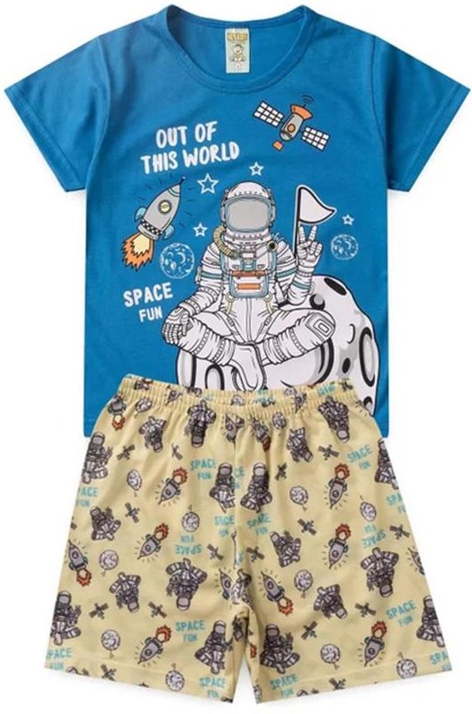Imagem principal Pijama Masculino Verão Space Fun Azul Claro Atelie Da Crianca Atelie Da Crianca