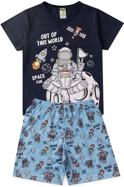 Imagem principal Pijama Masculino Verão Space Fun Azul Escuro Atelie Da Crianca Atelie Da Crianca