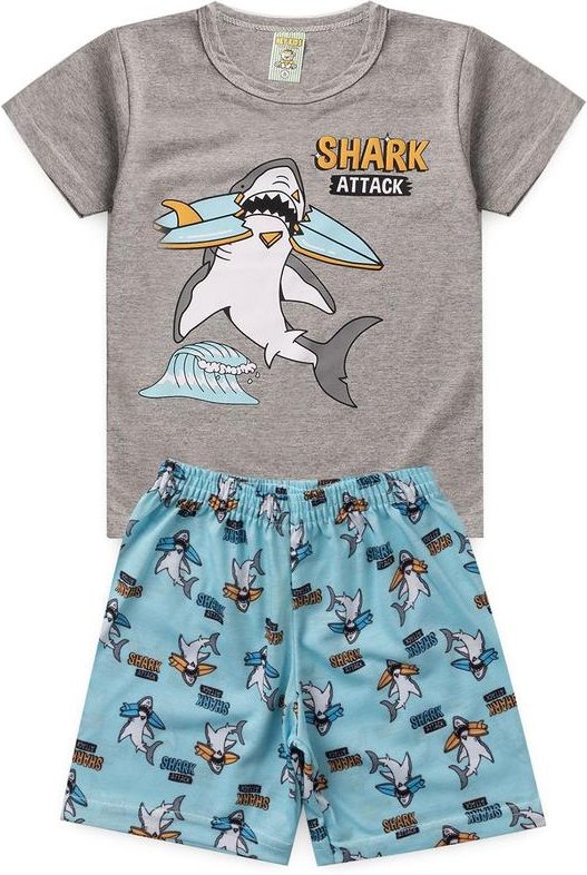 Imagem principal Pijama Masculino Verão Tubarão Cinza Atelie Da Crianca Atelie Da Crianca