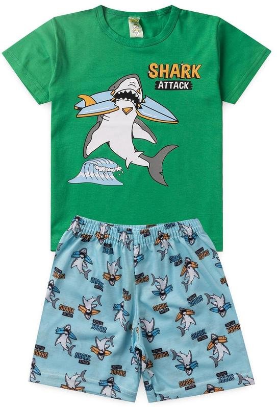 Imagem principal Pijama Masculino Verão Tubarão Verde Atelie Da Crianca Atelie Da Crianca