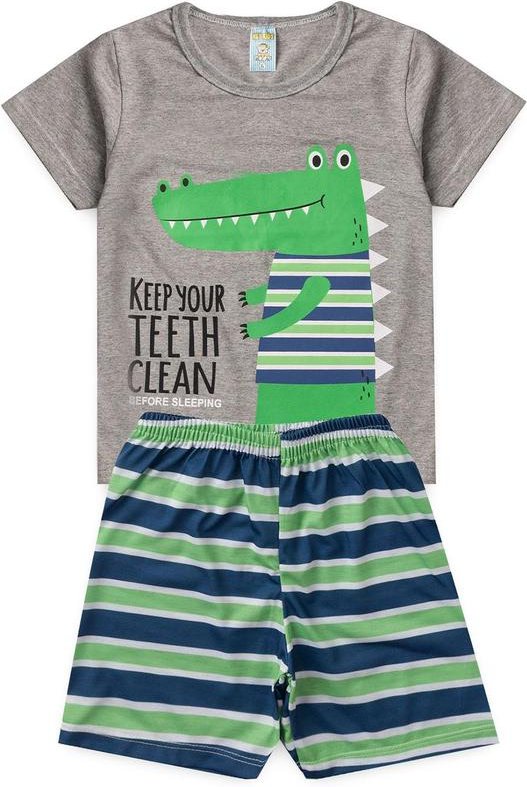 Imagem principal Pijama Verão Jacaré Cinza Atelie Da Crianca Atelie Da Crianca
