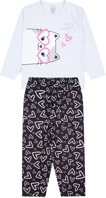 Pijama Feminino Inverno Cat Branco