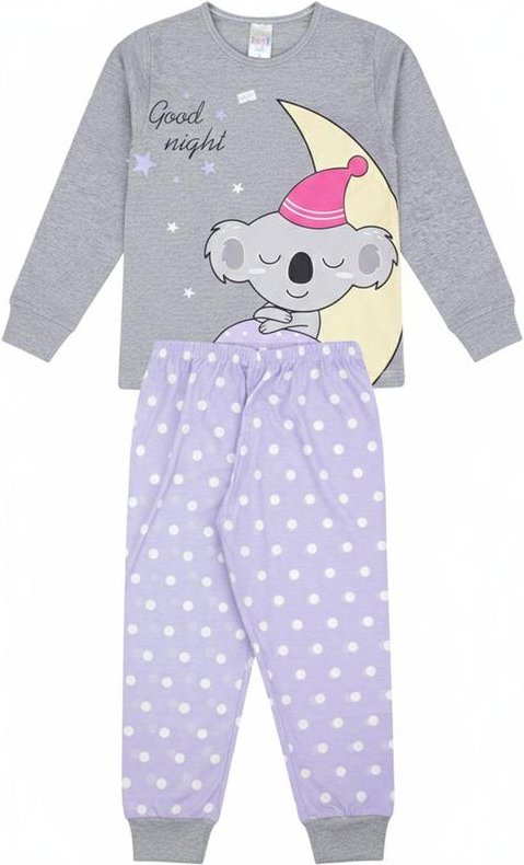 Pijama Feminino Inverno Good Night Cinza