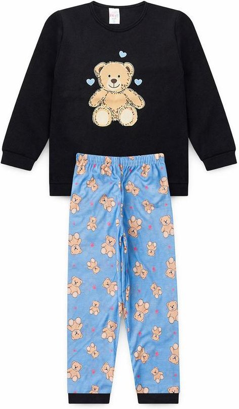 Pijama Feminino Inverno Ursinho Preto