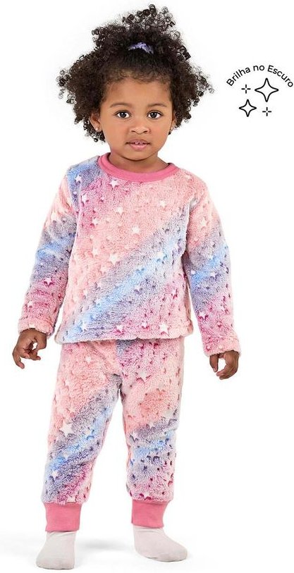 Imagem principal Pijama Infantil Menina Estrelas Peluciado Rosa Elian Elian