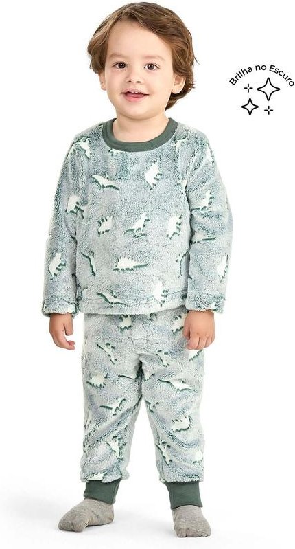 Imagem principal Pijama Infantil Dinossauro Peluciado Verde Elian Elian