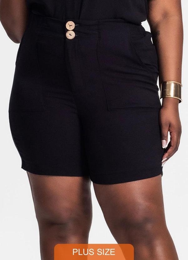 Imagem principal Bermuda Feminina Plus Size Preto Secret Glam Secret Glam