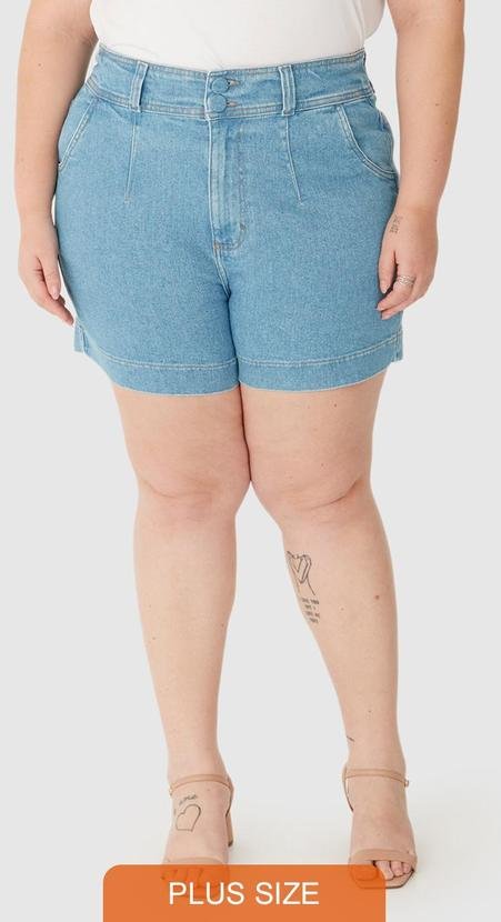 Imagem principal Bermuda Mom Jeans Cintura Alta Plus Azul Malwee Malwee