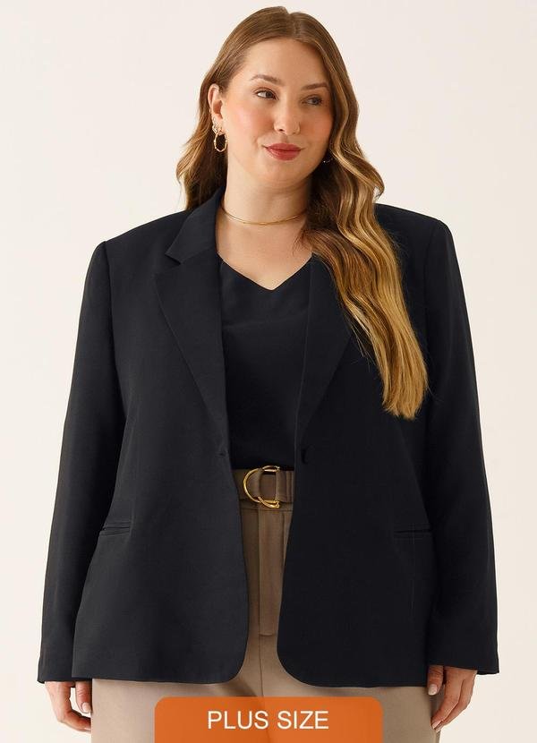 Blazer Botão Único Plus Size Chantal Preto