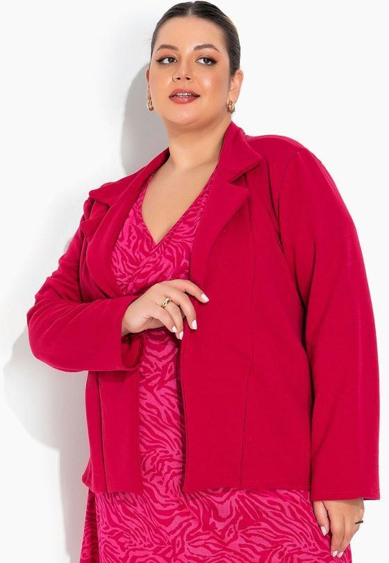 Blazer Vermelho em Moletom Plus Size