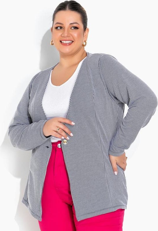 Blazer Xadrez Alongado Plus Size
