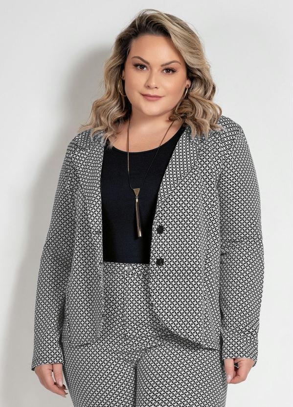 Blazer Xadrez Plus Size com Botões