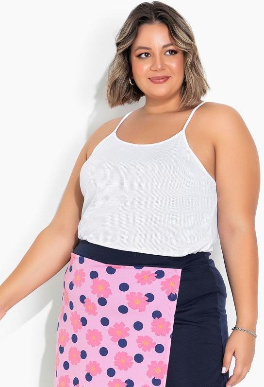 Imagem principal Blusa Branca de Alças Furadinha Plus Size Marguerite Marguerite
