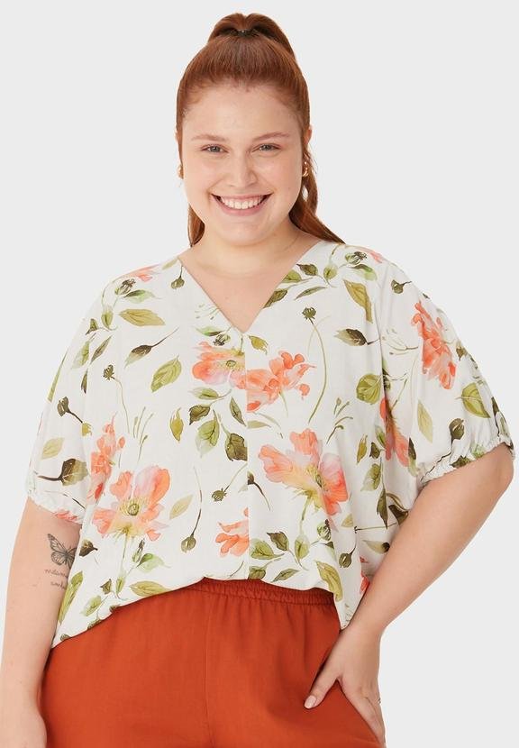 Imagem principal Blusa Floral Mullet em Malha Plus Off White Malwee Malwee