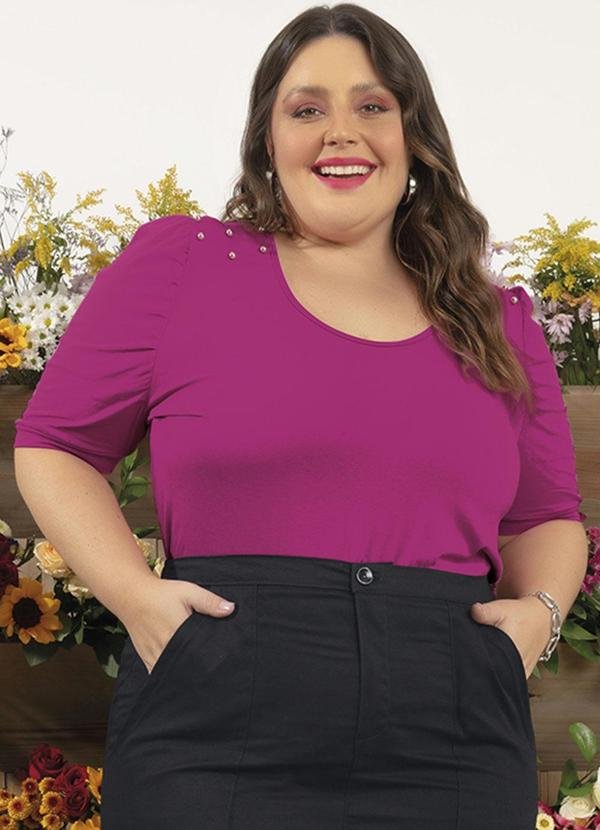Imagem principal Blusa Pink com Apliques de Metal Plus Size Marguerite Marguerite
