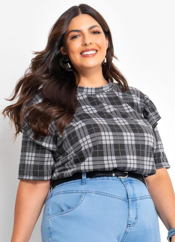 Imagem principal Blusa Xadrez Cinza em Malha Marguerite Marguerite