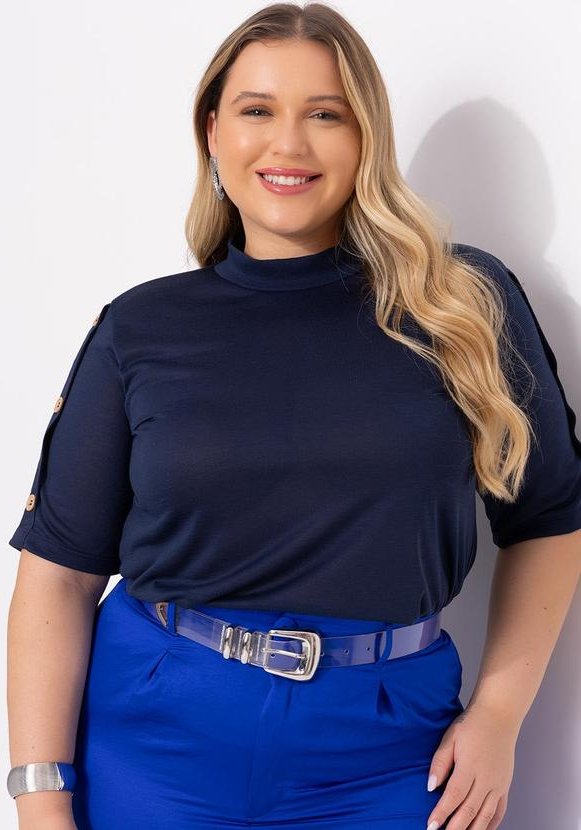 Imagem principal Blusa Azul Escuro em Malha Flamê Marguerite Marguerite