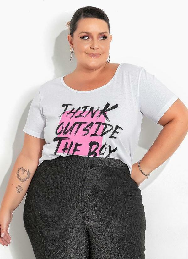 Imagem principal Blusa Branca com Estampa na Frente Plus Size Marguerite Marguerite