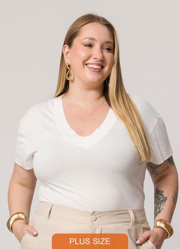 Imagem principal Blusa Decote V de Manga Curta Branco Lisamour Lisamour