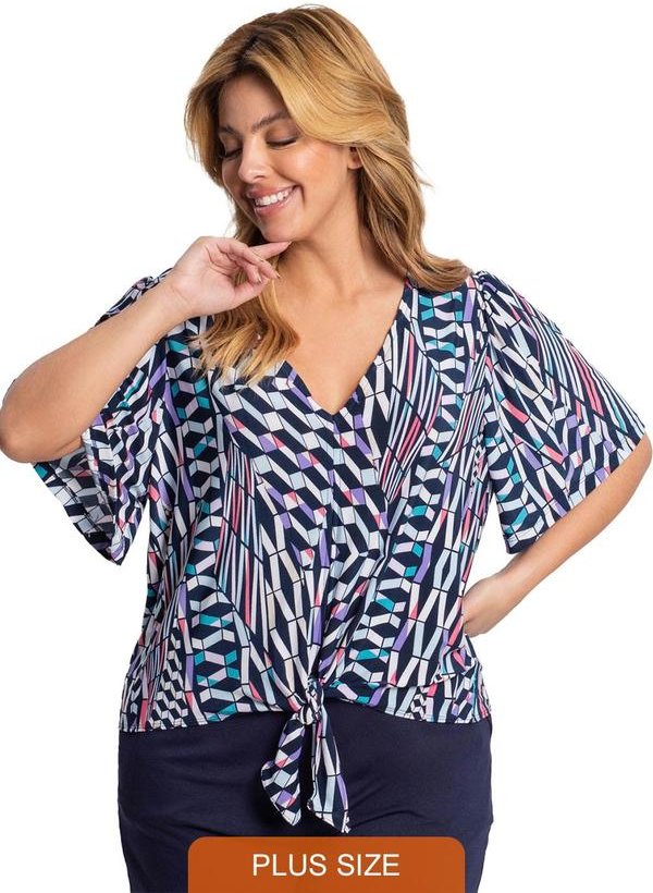 Imagem principal Blusa Feminina Plus Size Geométrica Azul Secret Glam Secret Glam