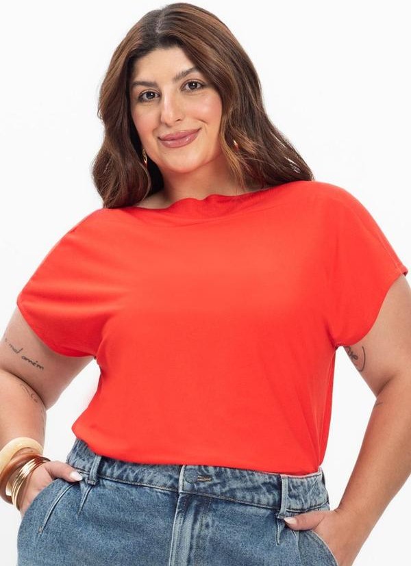 Imagem principal Blusa Feminina Plus Size Laranja Secret Glam Secret Glam