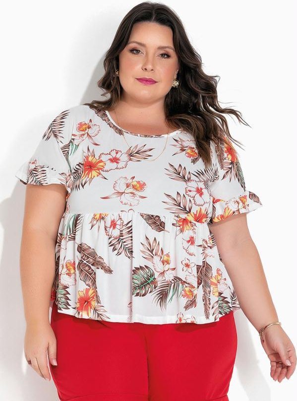 Imagem principal Blusa Floral Branca Plus Size Marguerite Marguerite