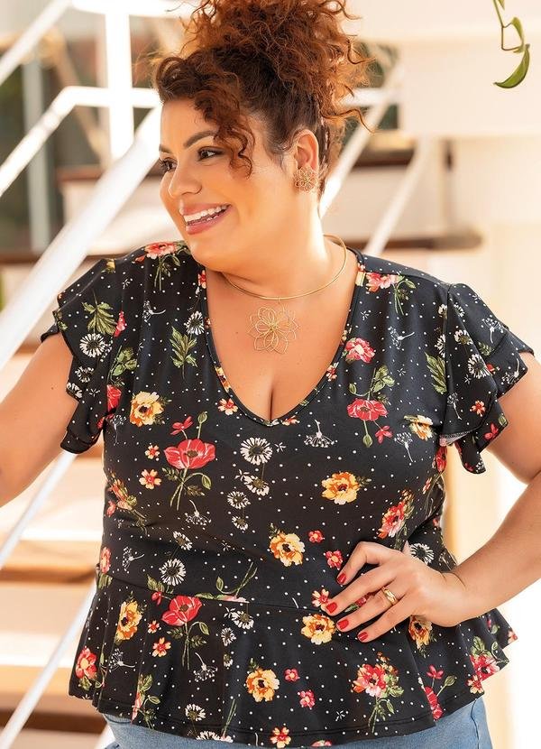 Imagem principal Blusa Floral Poá em Malha Fria Marguerite Marguerite