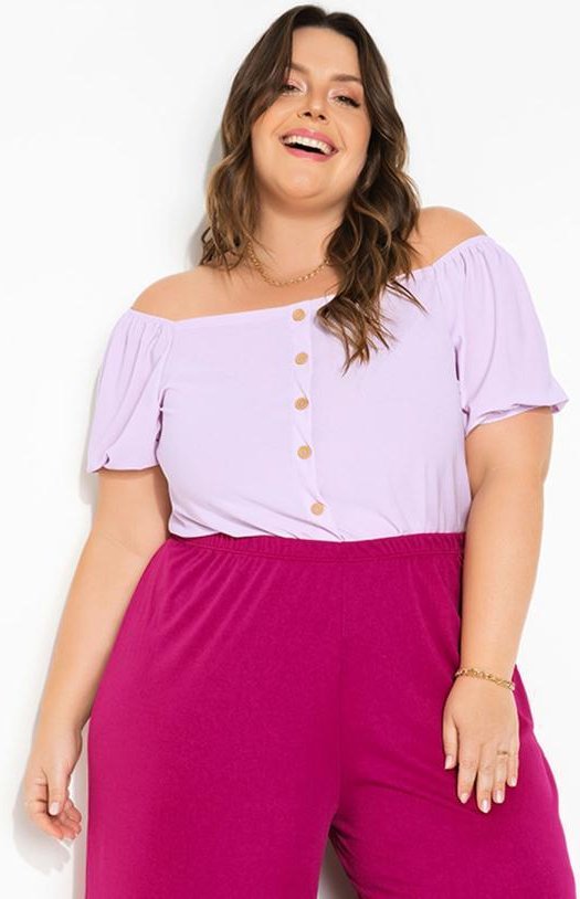 Imagem principal Blusa Lilás Plus Size com Botões Marguerite Marguerite