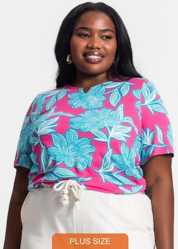 Imagem principal Blusa Manga Curta Estampada Rosa Secret Glam Secret Glam