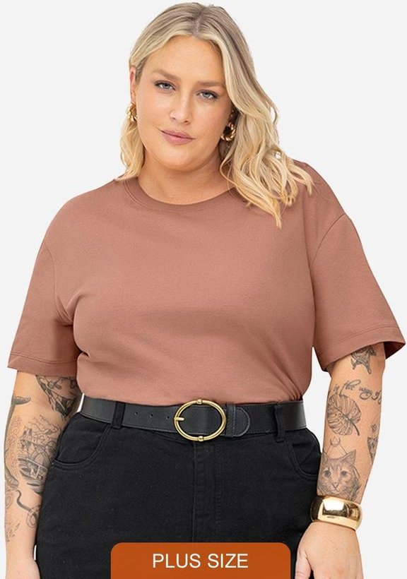Imagem principal Blusa Manga Curta Plus Size Marrom Secret Glam Secret Glam
