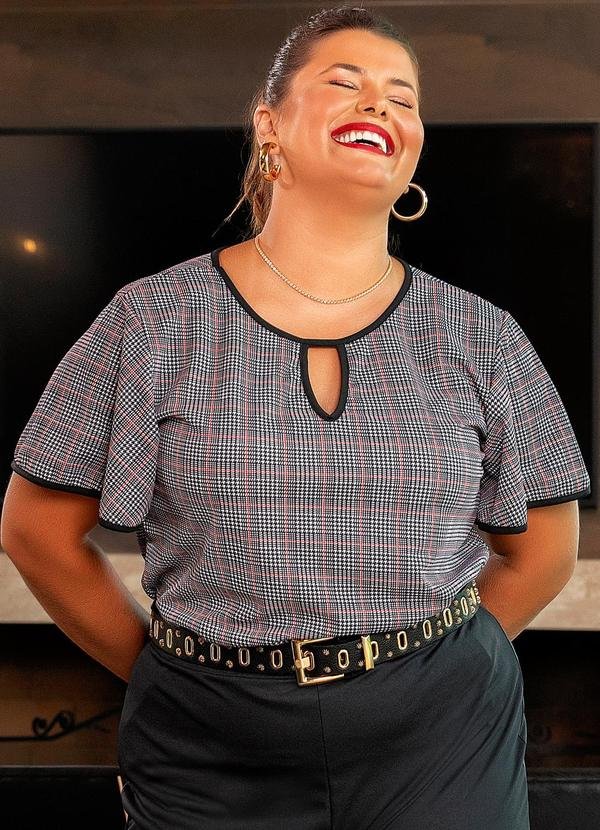 Imagem principal Blusa Pied Poule em Malha de Poliéster. Marguerite Marguerite