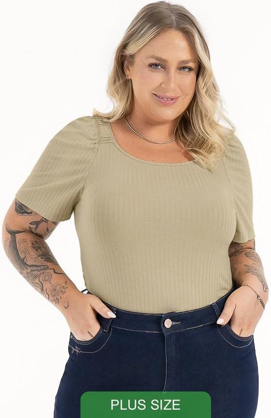 Imagem principal Blusa Plus Size em Canelado Bege Habana Habana