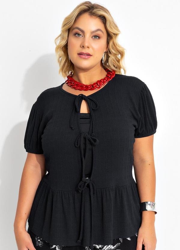 Imagem principal Blusa Preta em Malha Texturizada de Viscose Marguerite Marguerite