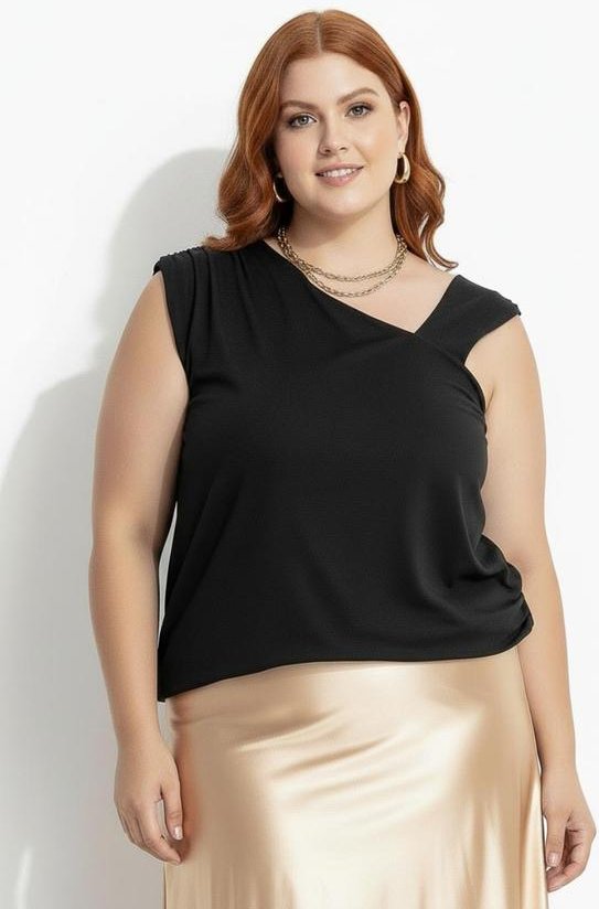 Blusa Preto em Malha Suede