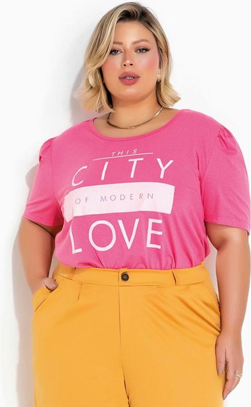 Imagem principal Blusa Rosa com Mangas Bufantes Plus Size Marguerite Marguerite