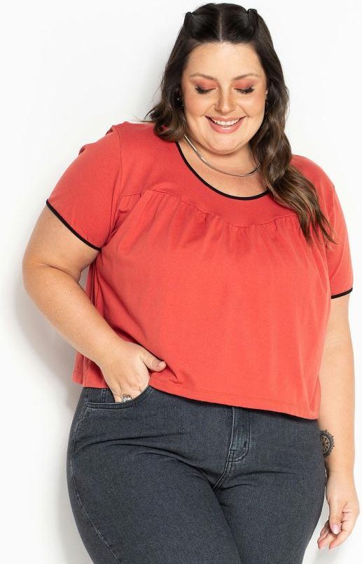 Imagem principal Blusa Terracota com Franzidos Plus Size Marguerite Marguerite