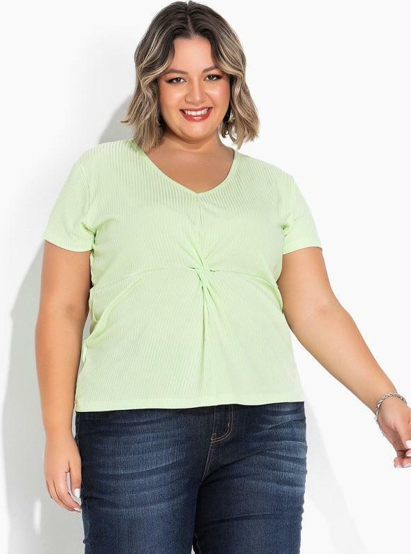 Imagem principal Blusa Verde Clara com Torção na Frente Plus Size Marguerite Marguerite