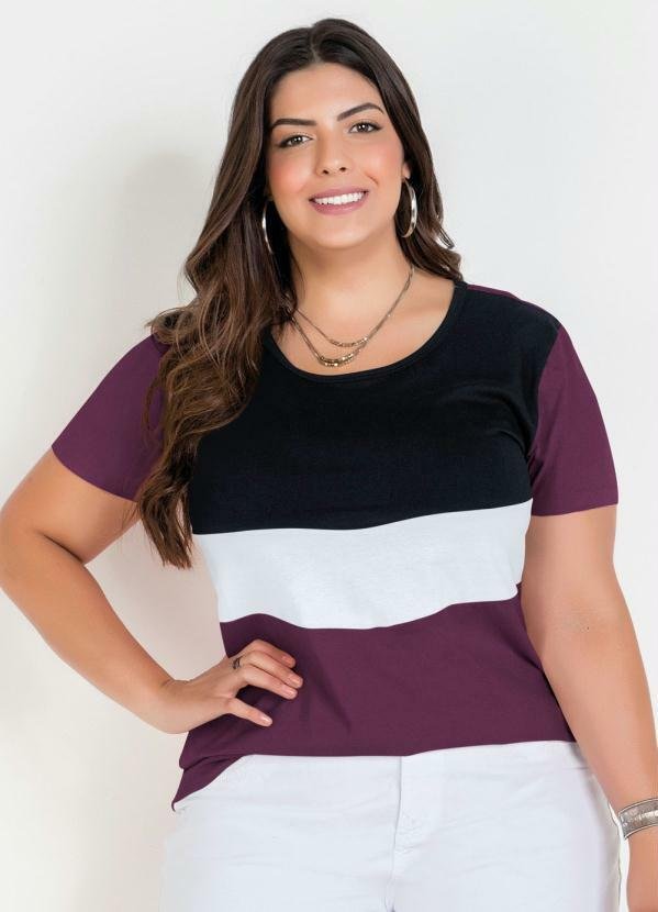 Imagem principal Blusa Vinho com Contrastes Plus Size Marguerite Marguerite