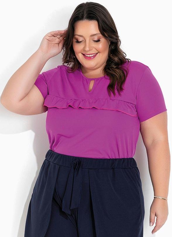 Imagem principal Blusa Violeta com Babadinho Plus Size Marguerite Marguerite