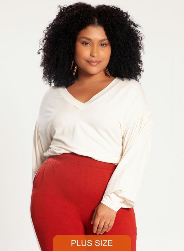 Imagem principal Blusa Plus Size em Malha Off White Lunender Mais Mulher Lunender Mais Mulher