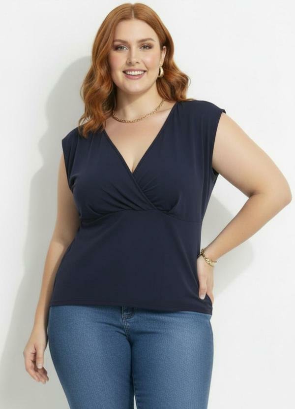 Imagem principal Blusa Azul Marinho em Malha Suede Marguerite Marguerite