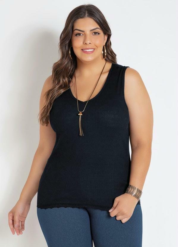 Imagem principal Regata Preta com Renda Plus Size Marguerite Marguerite