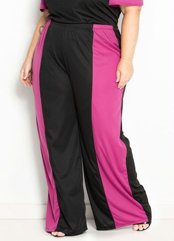 Imagem principal Calça Preta e Pink Elástico na Cintura Plus Size Marguerite Marguerite