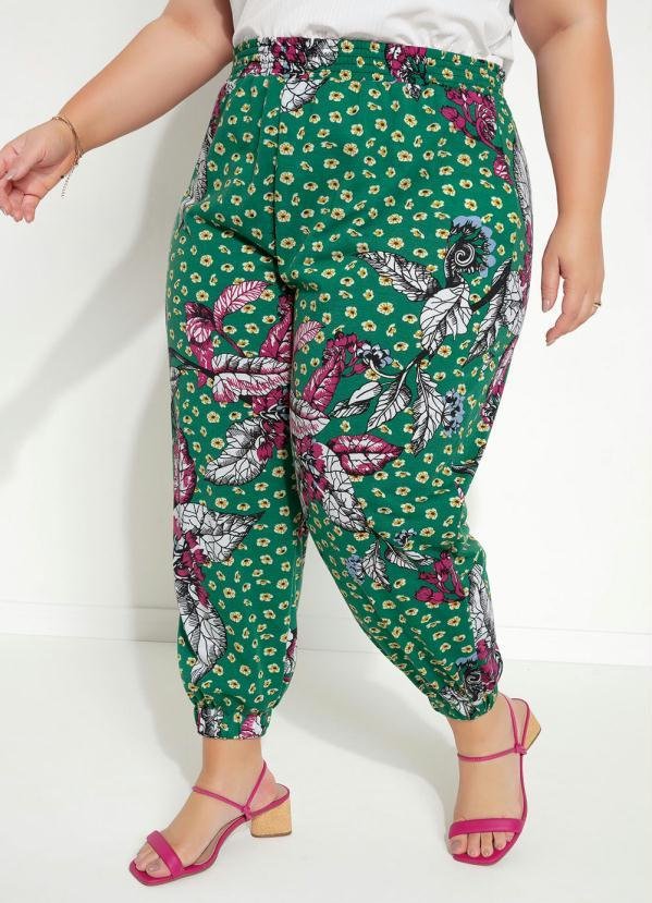 Imagem principal Calça Floral Verde Jogger Plus Size Marguerite Marguerite