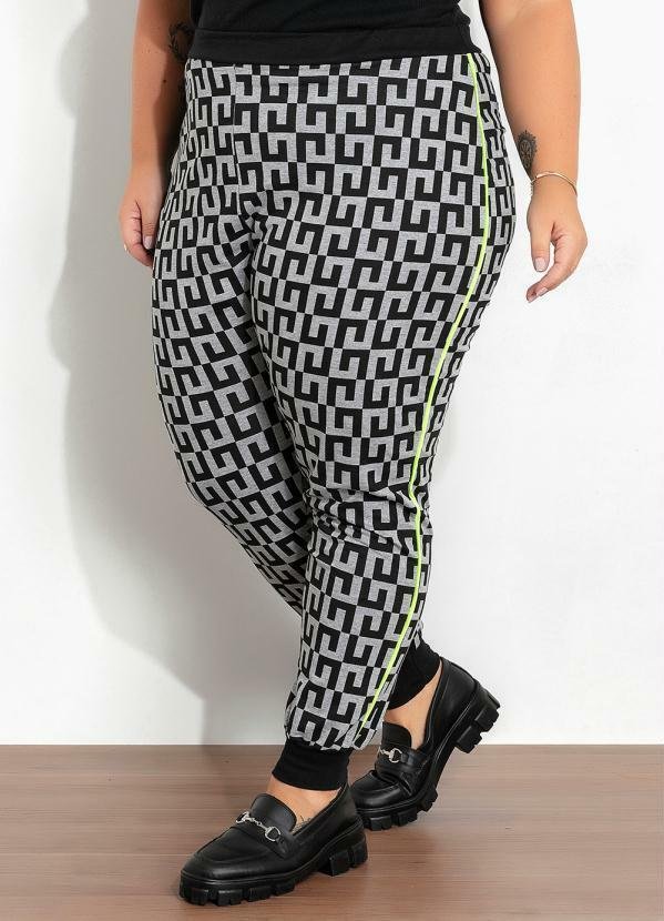Imagem principal Calça Geométrica com Filete Neon Plus Size Marguerite Marguerite